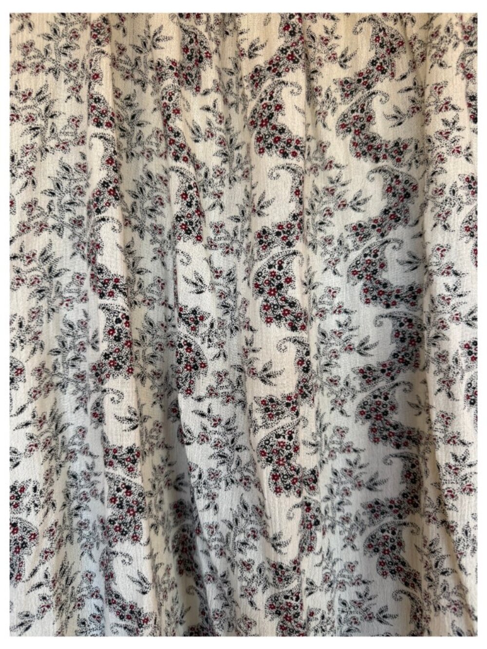 Denim & Supply Ralph Lauren XL Boho Peasant Top Cream Floral Paisley Tie Neck - Picture 9 of 12